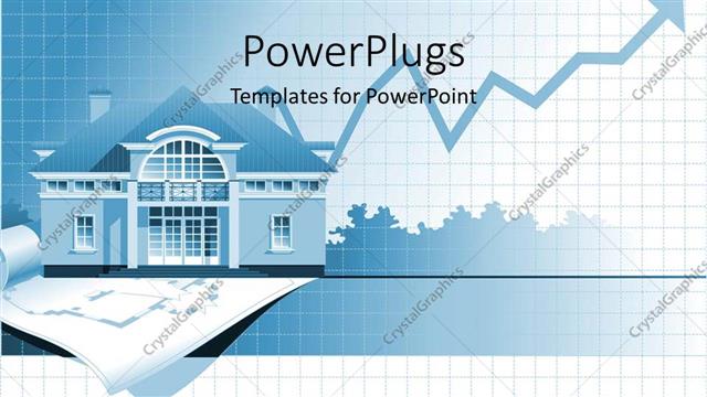  Presentation with real estate - Home values rising, line graph chart, house, blueprints, real estate investing, mortgages, housing market