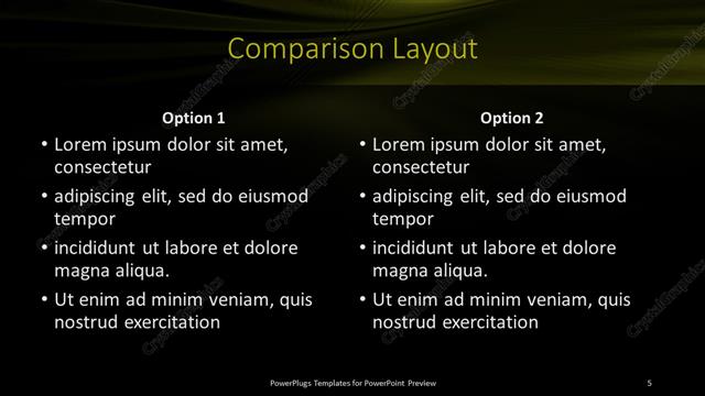 Comparison presentation slide layout