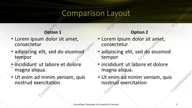 Comparison presentation slide layout