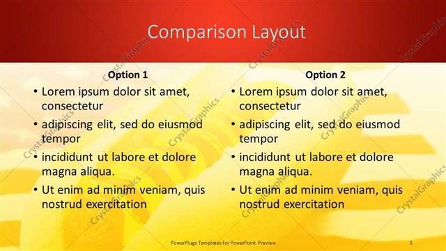 Comparison presentation slide layout