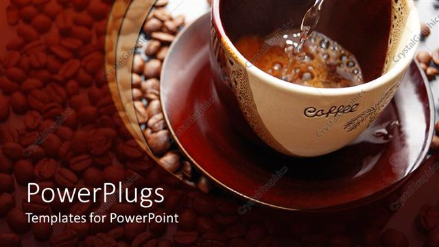  Presentation with water cup - Hot water is flowing into cup to make coffee