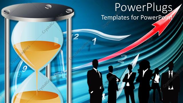  Presentation with time money - An hour glass with lots of business people at the background