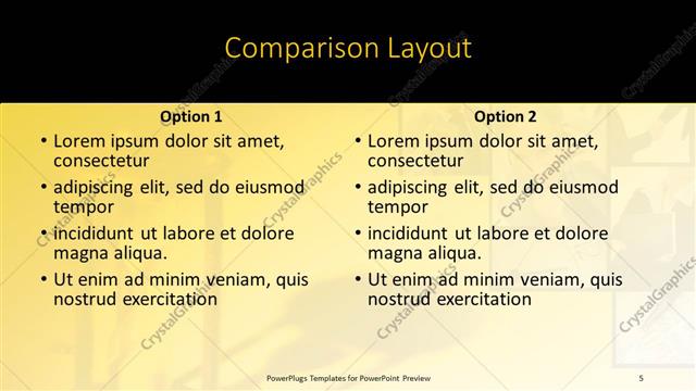 Comparison presentation slide layout