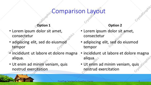Comparison presentation slide layout