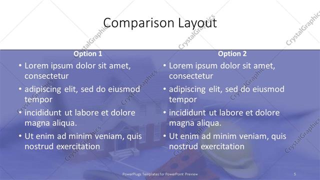 Comparison presentation slide layout