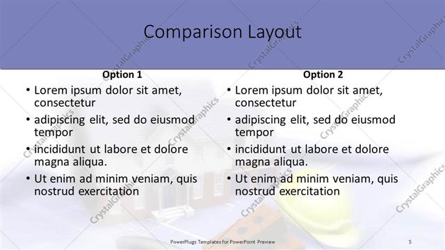 Comparison presentation slide layout