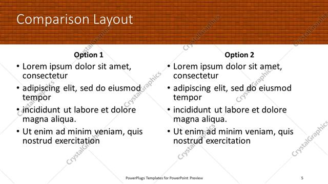 Comparison presentation slide layout