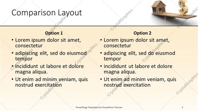 Comparison presentation slide layout