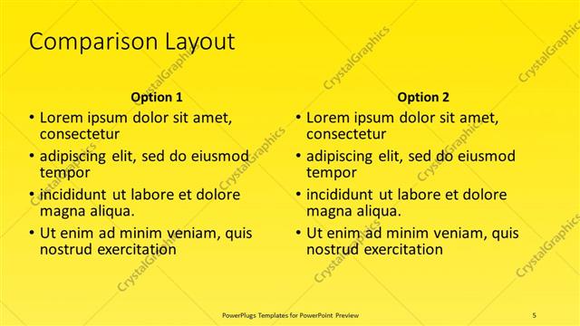 Comparison presentation slide layout