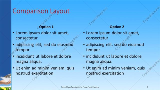 Comparison presentation slide layout