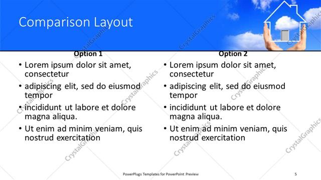 Comparison presentation slide layout