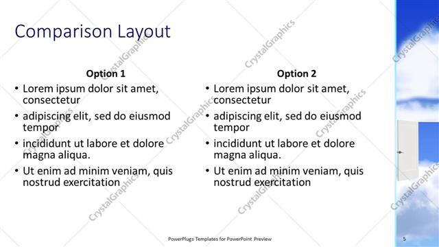 Comparison presentation slide layout