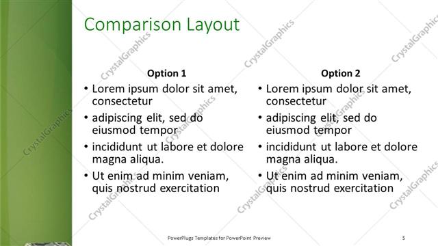 Comparison presentation slide layout