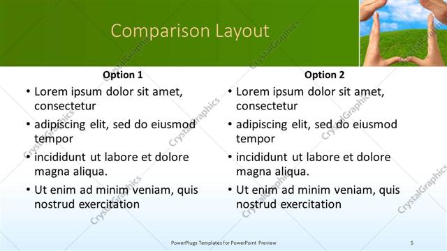 Comparison presentation slide layout