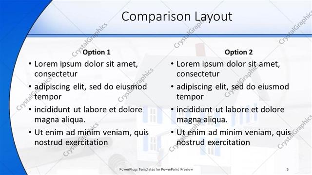 Comparison presentation slide layout