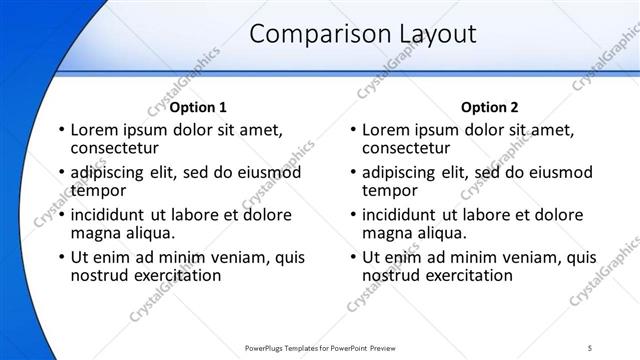 Comparison presentation slide layout