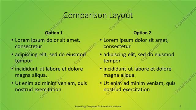 Comparison presentation slide layout
