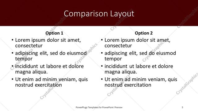 Comparison presentation slide layout