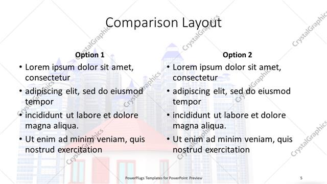 Comparison presentation slide layout