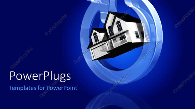  Presentation with power - A house with a power sign and bluish background