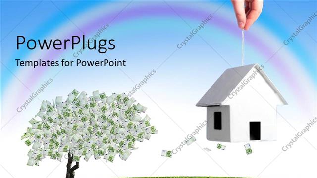  Presentation with money tree - A house with a tree and place for text