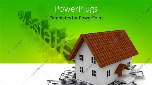  Presentation with green real estate - Houses for sale model on American dollars with green color