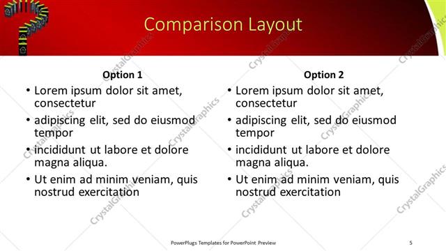 Comparison presentation slide layout