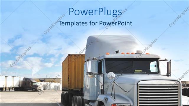  Presentation with pavement - Huge large transportation truck on a wide pavement floor