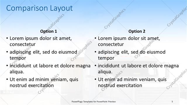 Comparison presentation slide layout