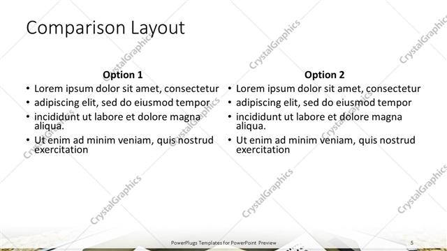 Comparison presentation slide layout