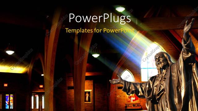  Presentation with church - A huge statue of a saint in a cathedral