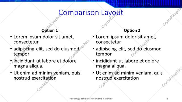 Comparison presentation slide layout