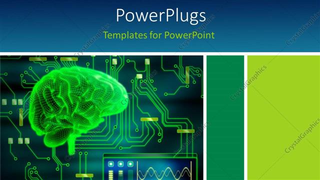  Presentation with digital circuits - A human brain in green color with circuits in background