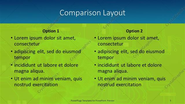 Comparison presentation slide layout