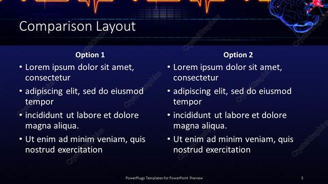 Comparison presentation slide layout