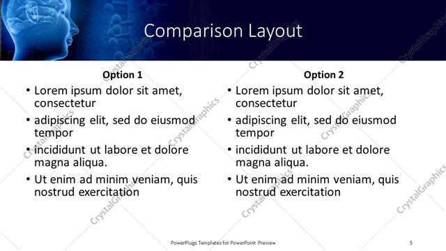 Comparison presentation slide layout