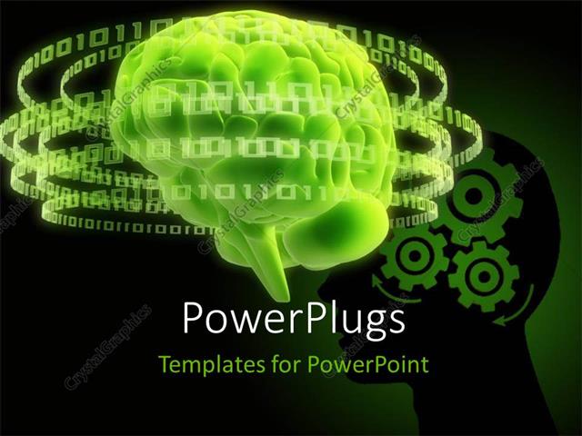  Presentation with brain - A human brain with a lot of binary numbers