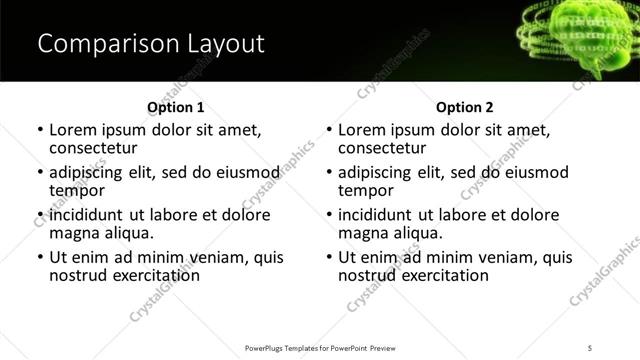 Comparison presentation slide layout