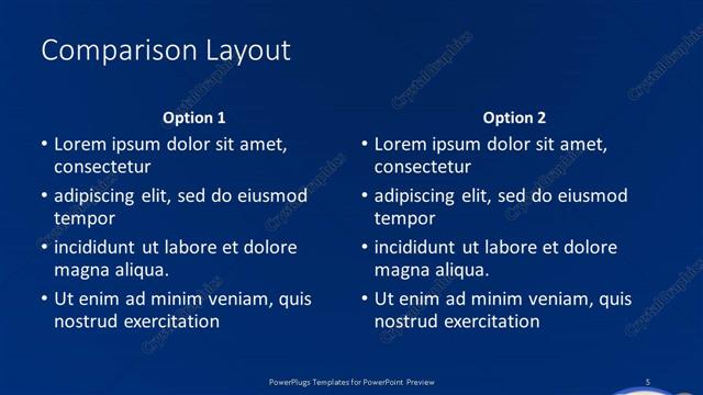 Comparison presentation slide layout