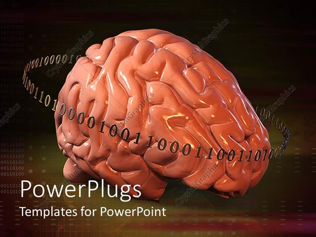  Presentation with brain - Human brain vs digital technology showing in binary numbers