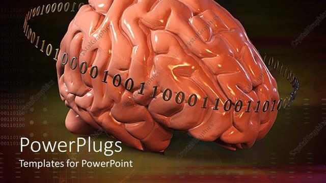  Presentation with brain - Human brain vs digital technology showing in binary numbers