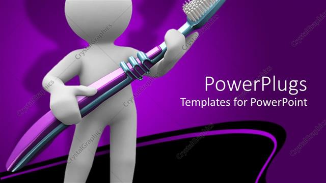  Presentation with tooth brush - Human carrying big brush and purple background