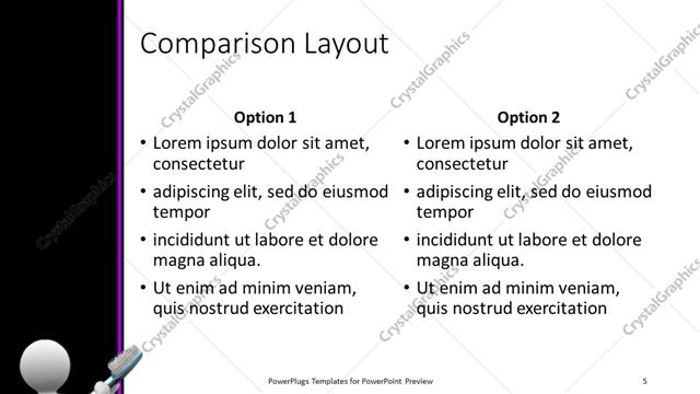 Comparison presentation slide layout
