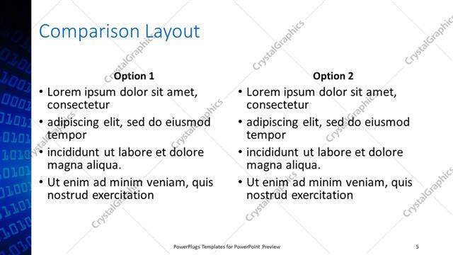Comparison presentation slide layout