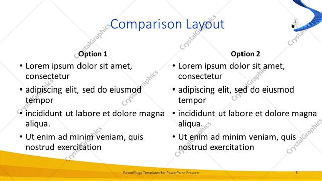 Comparison presentation slide layout