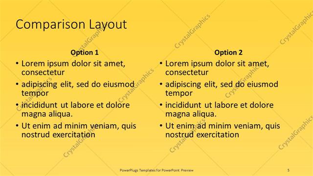 Comparison presentation slide layout
