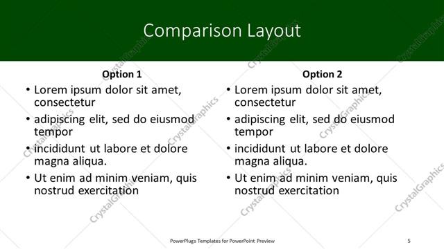 Comparison presentation slide layout