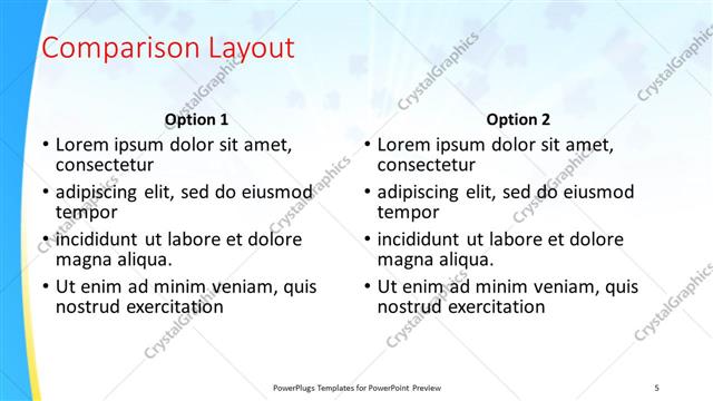 Comparison presentation slide layout