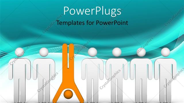  Presentation with blue orange white - Human character in orange different from others in white with blue waves in background