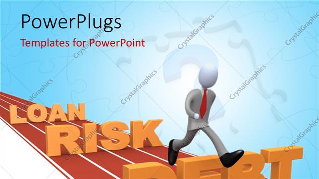  Presentation with overcoming - Human character overcoming business obstacles like Loan, Risk and Debt